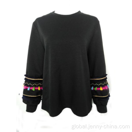 New Design Women Clothes  Ethnic design black ladies sweatshirt hot sale Manufactory